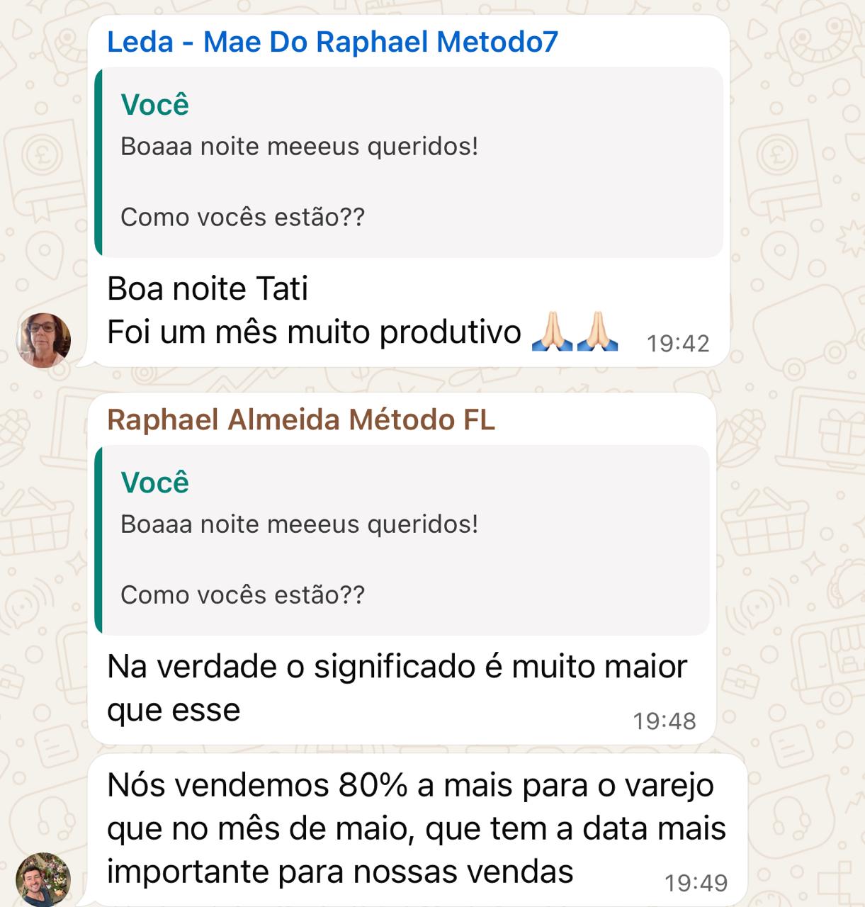 Depoimento da Floricultura Bender no WhatsApp sobre o aumento de vendas no varejo